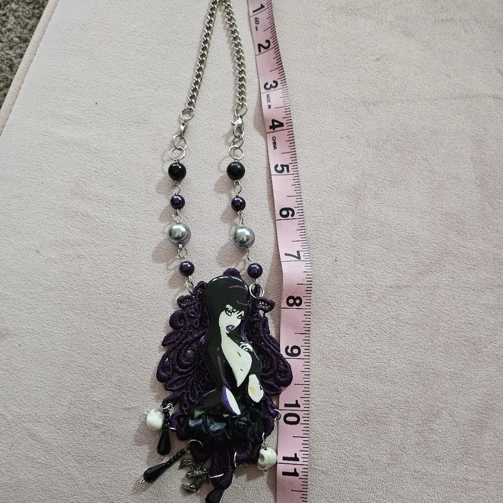 Elvira, Mistress Of The Dark Lace Beaded Handmade Necklace